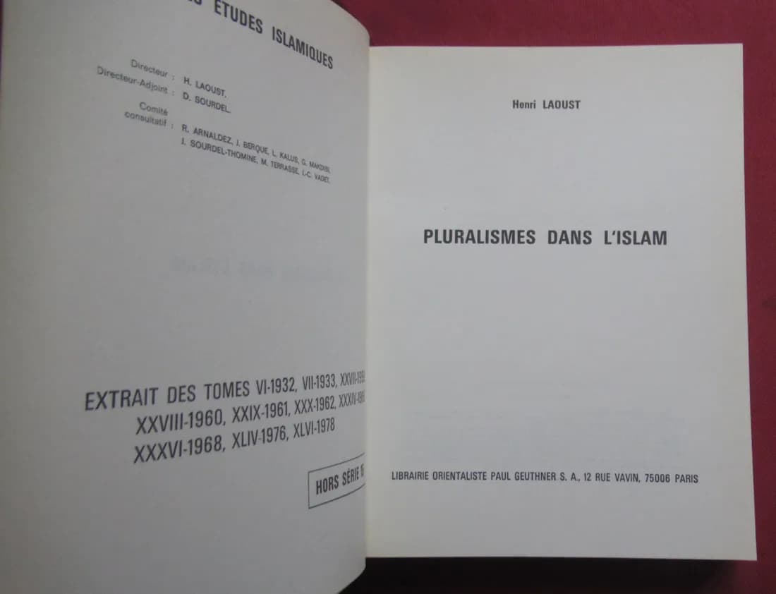Pluralismes dans l'Islam. Henri LAOUST (Hors Série 15) - Image 3