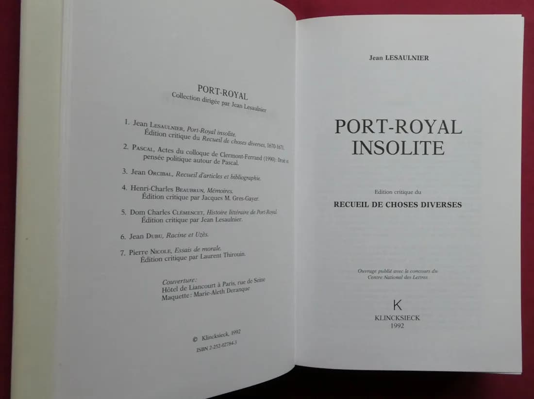 Port Royal Insolite. Edition Critique du Recueil de Choses Diverses - Image 3