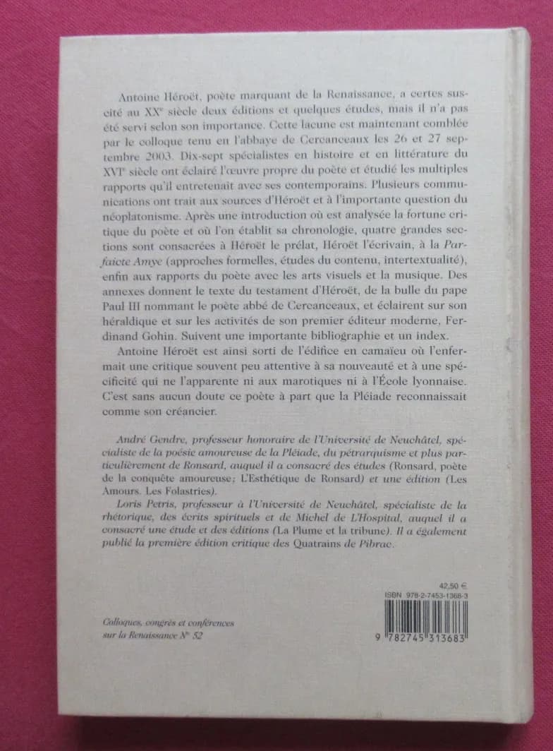 Antoine Héroët le poète, le prélat et son temps. A. GENDRE et L. PETRIS - Image 4