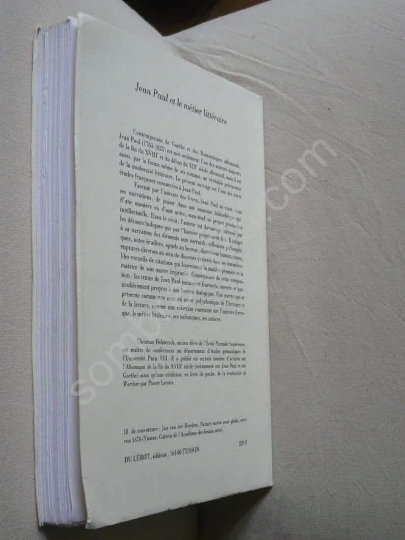 Jean Paul et le Métier Littéraire. Théorie et Pratique du Roman à la Fin du XVIIIe Siècle Allemand. Christian Helmreich - Image 3