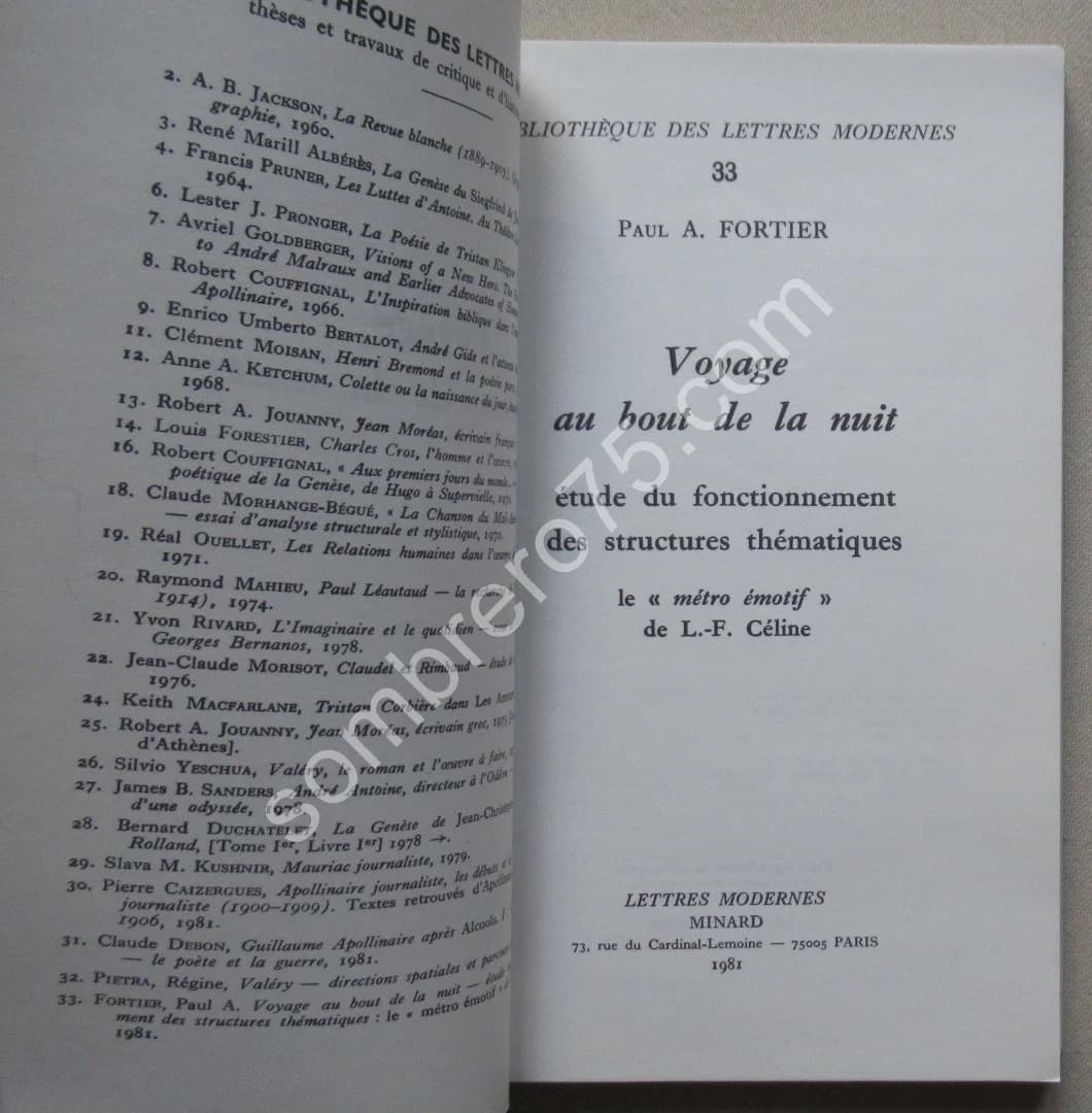 Le Métro Emotif de L. F. Céline. Etudes du fonctionnement des structures. P Fortier - Image 3