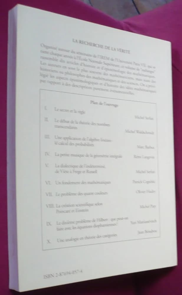 La Recherche de la Vérité. L'écriture des mathématiques. Marc Barbut. Jean Benabou. Patrick Cegielski - Image 2