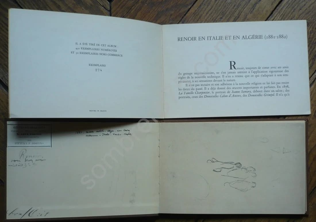 Carnet de Dessins. Renoir en Italie et en Algérie : 1881-1882. Préface d'Albert André. Lettres de Renoir - Image 2