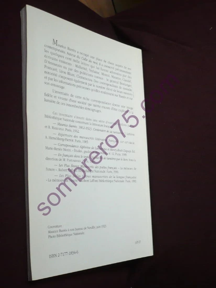 Correspondance de Maurice Barres. Inventaire des Lettres Reçues, 1874-1923 - Image 3