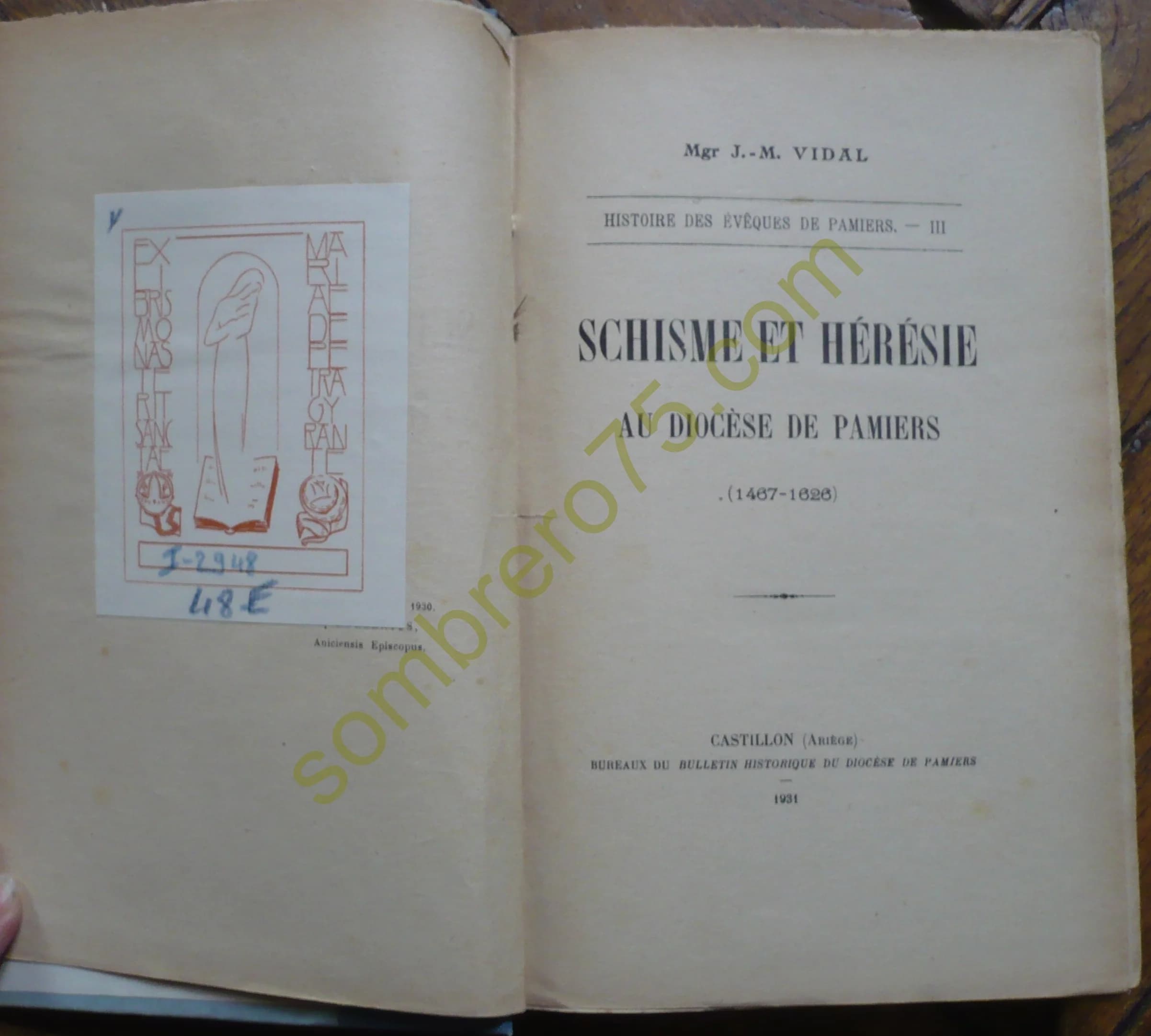 Schisme et Hérésie au Diocèse de Pamiers, 1467-1626 Mgr Vidal - Image 2