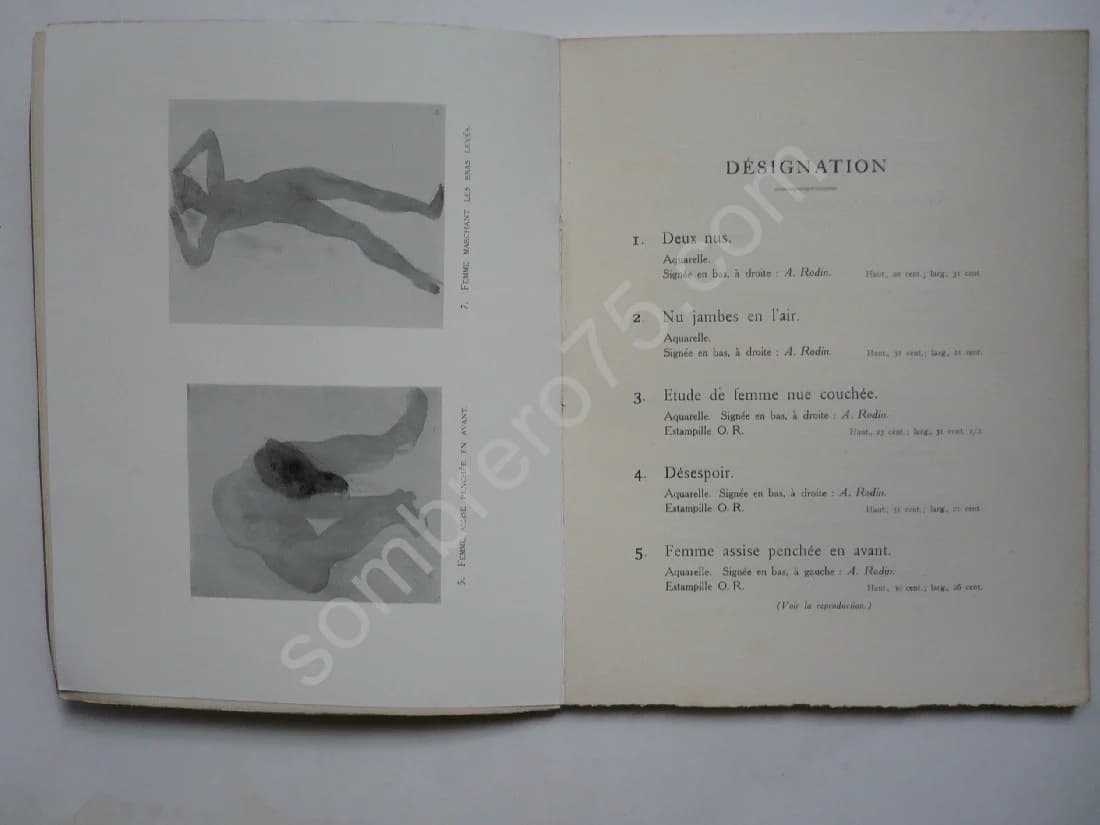 Catalogue de 158 Aquarelles par Rodin Société Anonyme des Galeries Georges Petit (3e Vente) - Hôtel Drouot, Paris - 27 & 28 Octo - Image 3