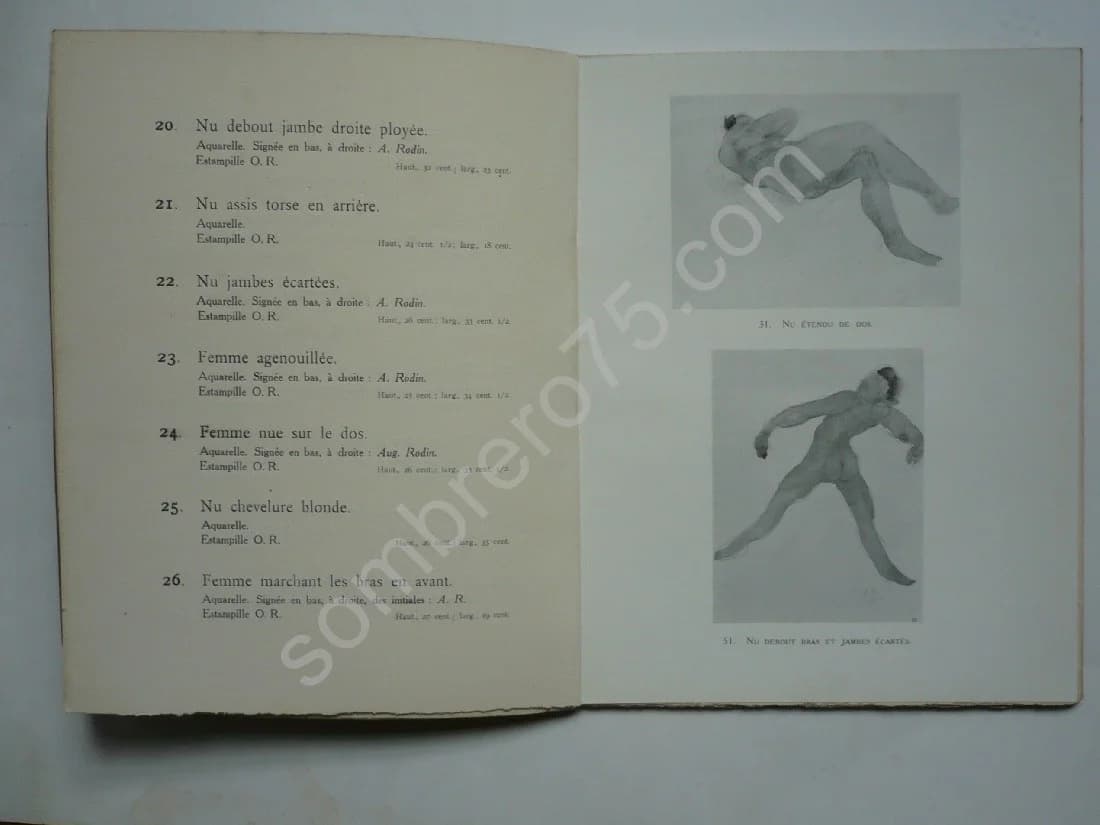 Catalogue de 158 Aquarelles par Rodin Société Anonyme des Galeries Georges Petit (3e Vente) - Hôtel Drouot, Paris - 27 & 28 Octo - Image 4