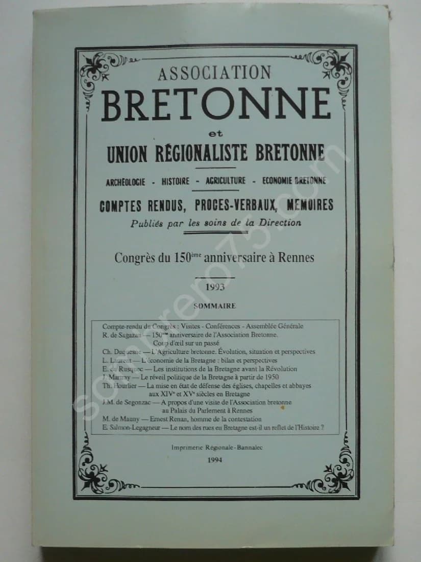 Bulletin de l'Association Bretonne et Union Régionaliste Bretonne - 121e Congrès Tréguier 1994