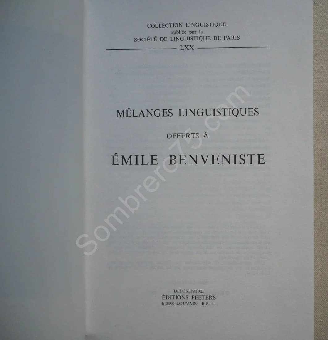 Mélanges Linguistiques offerts à Emile Benveniste - Image 4