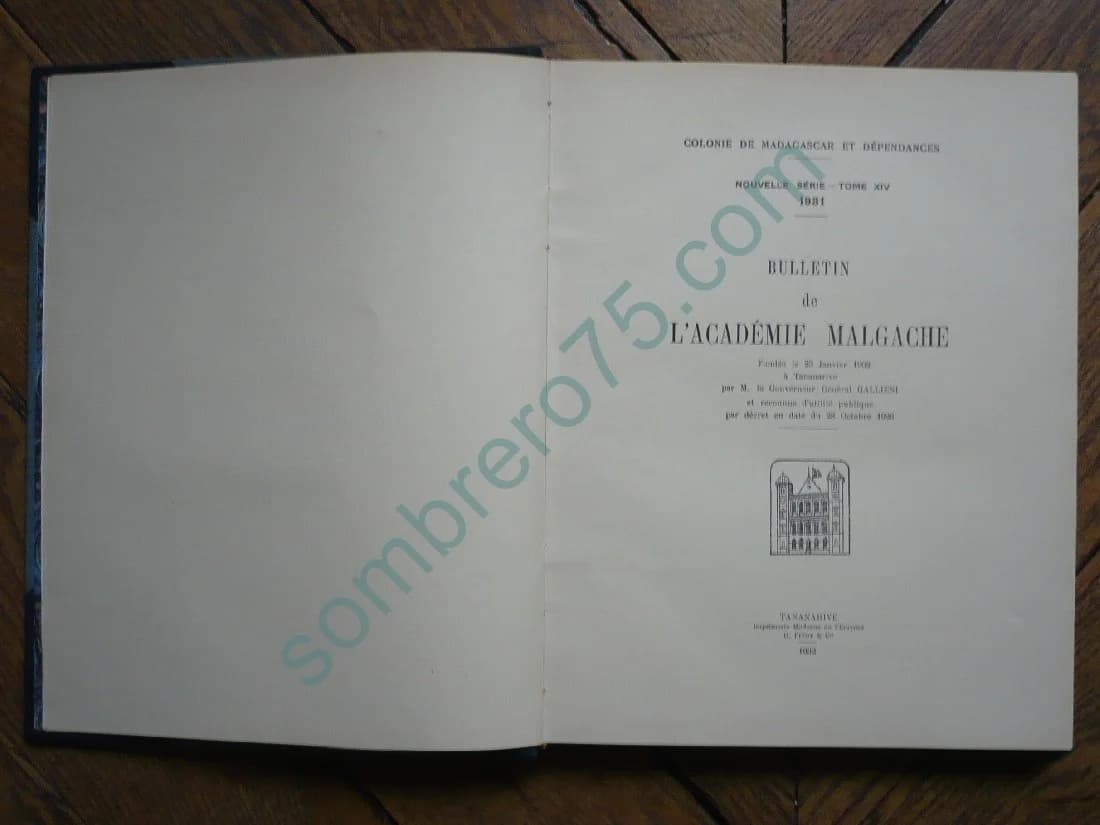 Bulletin de l'Académie Malgache Nouvelle série Tome XIV 1931 Colonie de Madagascar et Dépendances - Image 2