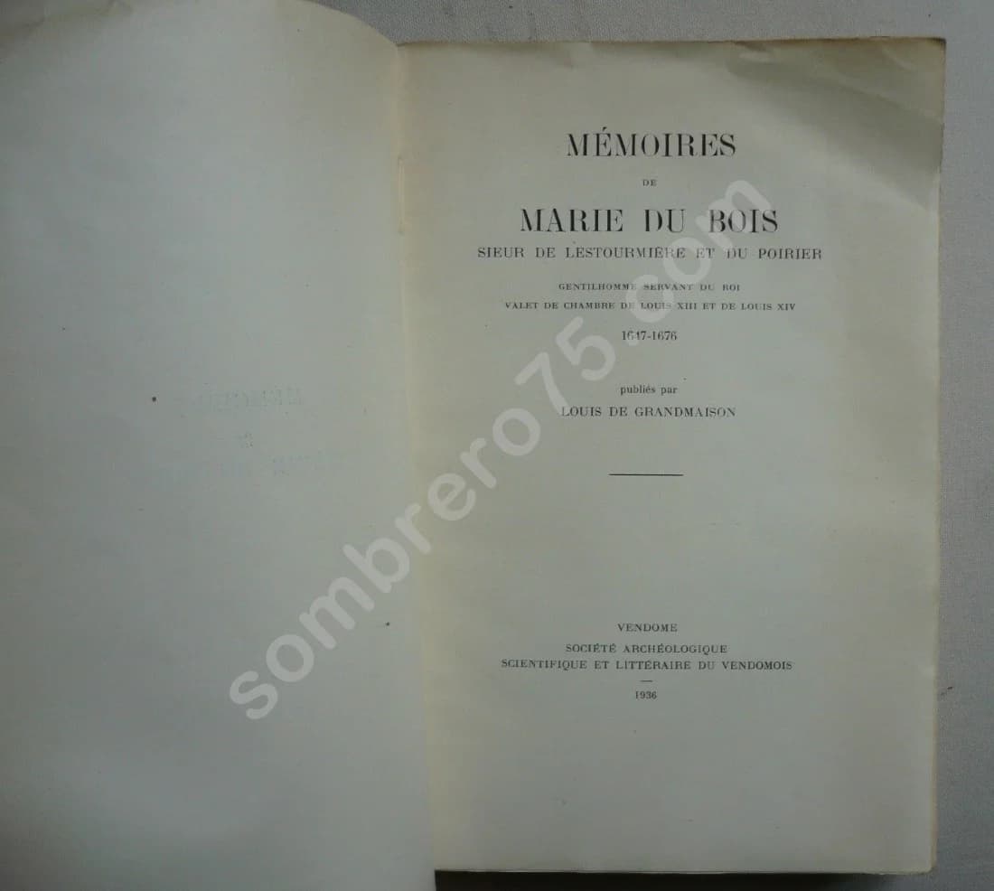 Mémoires de Marie du Bois - Sieur de Lestourmière et du Poirier 1647 1676 - Image 3