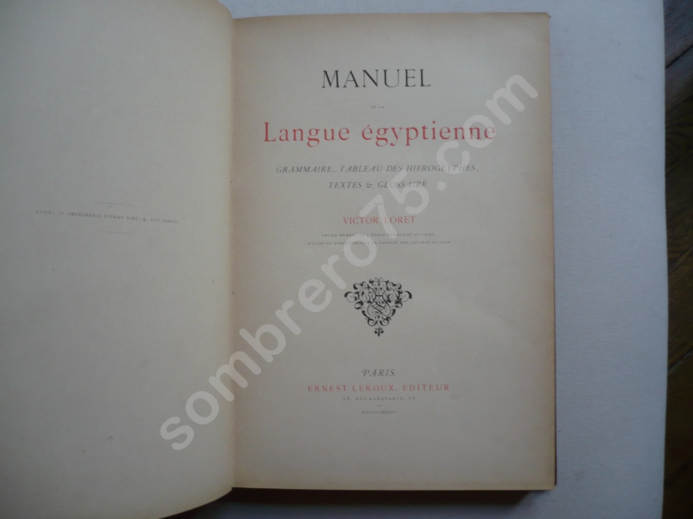 Manuel de la Langue Egyptienne - 1889 - Image 3