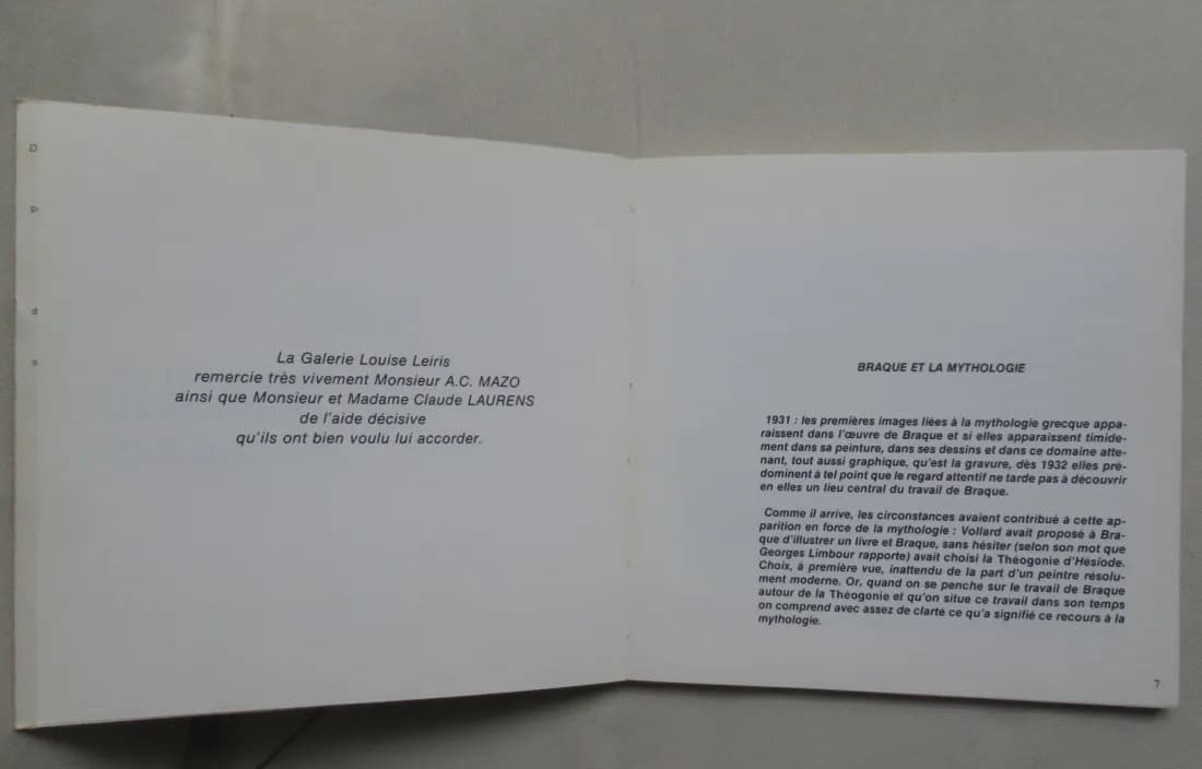 G BRAQUE et La Mythologie. Galerie Leiris - Image 3