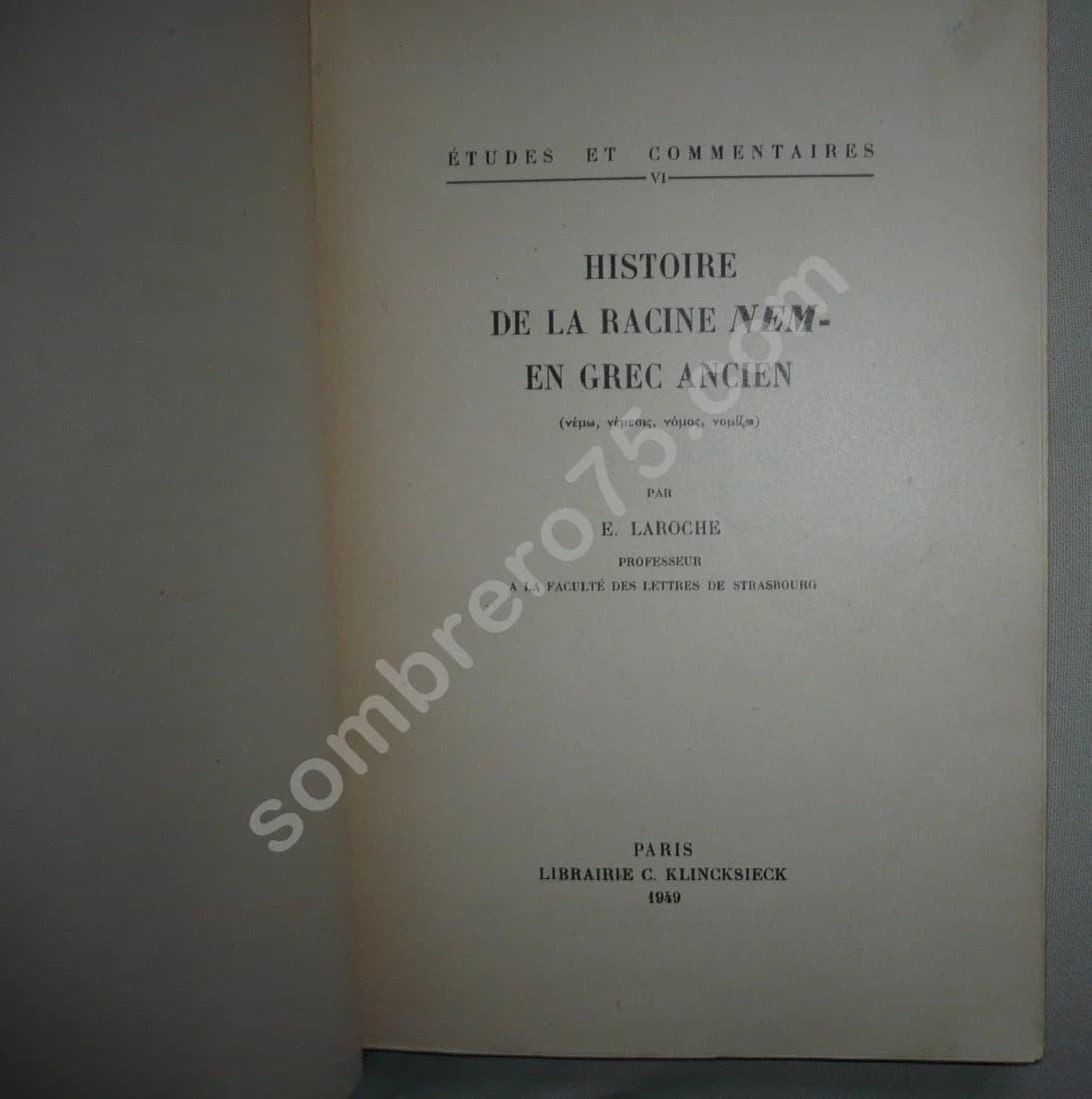 Histoire de la Racine Nem- en grec ancien. Emmanuel LAROCHE - Image 3