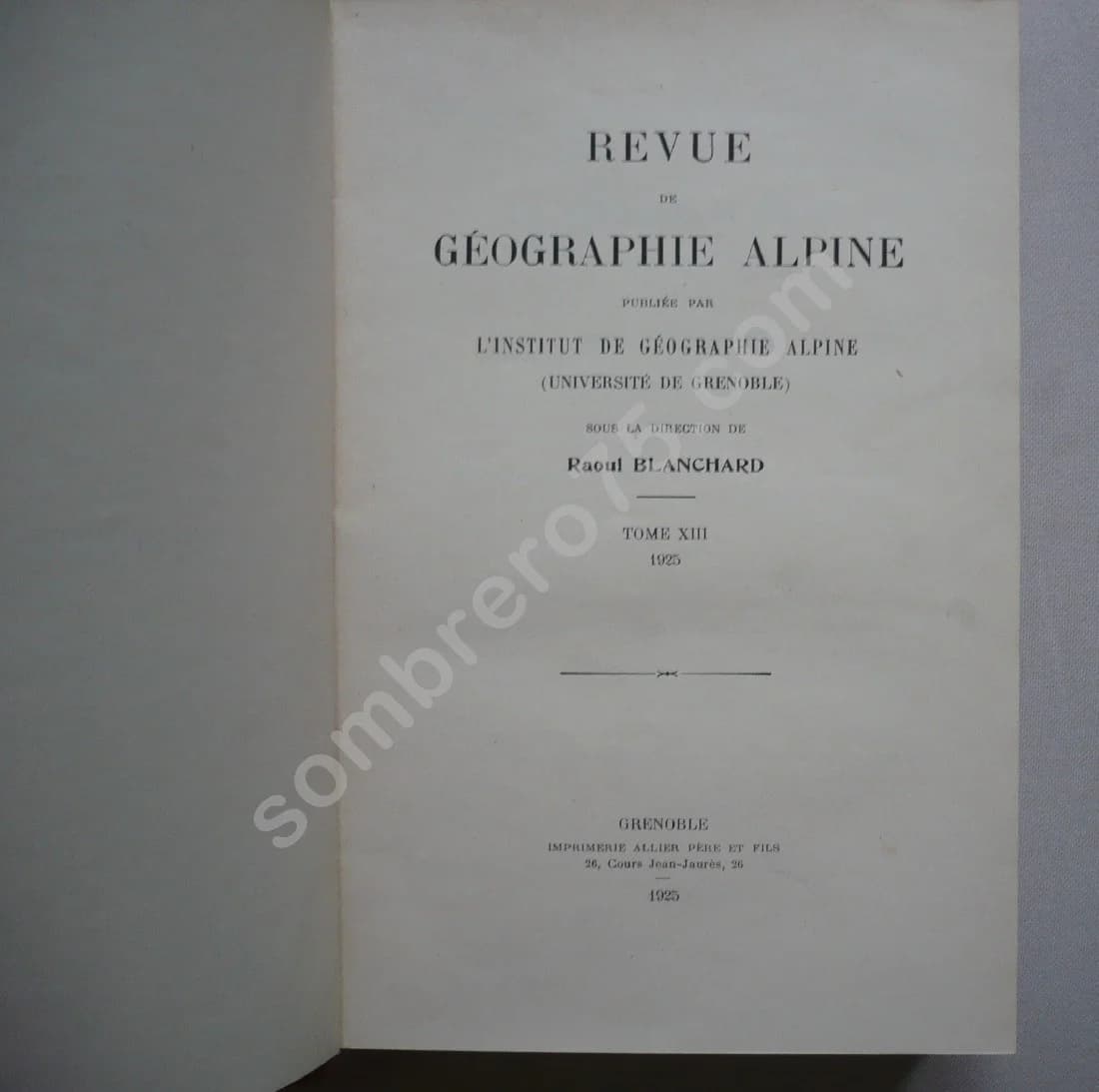 Revue de Géographie Alpine - Tome XIII - 1925 - Image 2