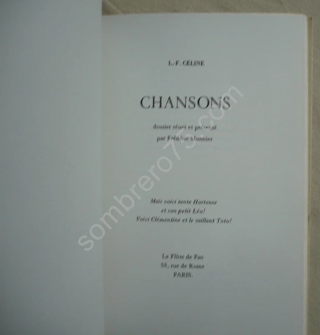 Chansons. Dossier réuni et présent par Fr. MONNIER. L.F. Céline - Image 3