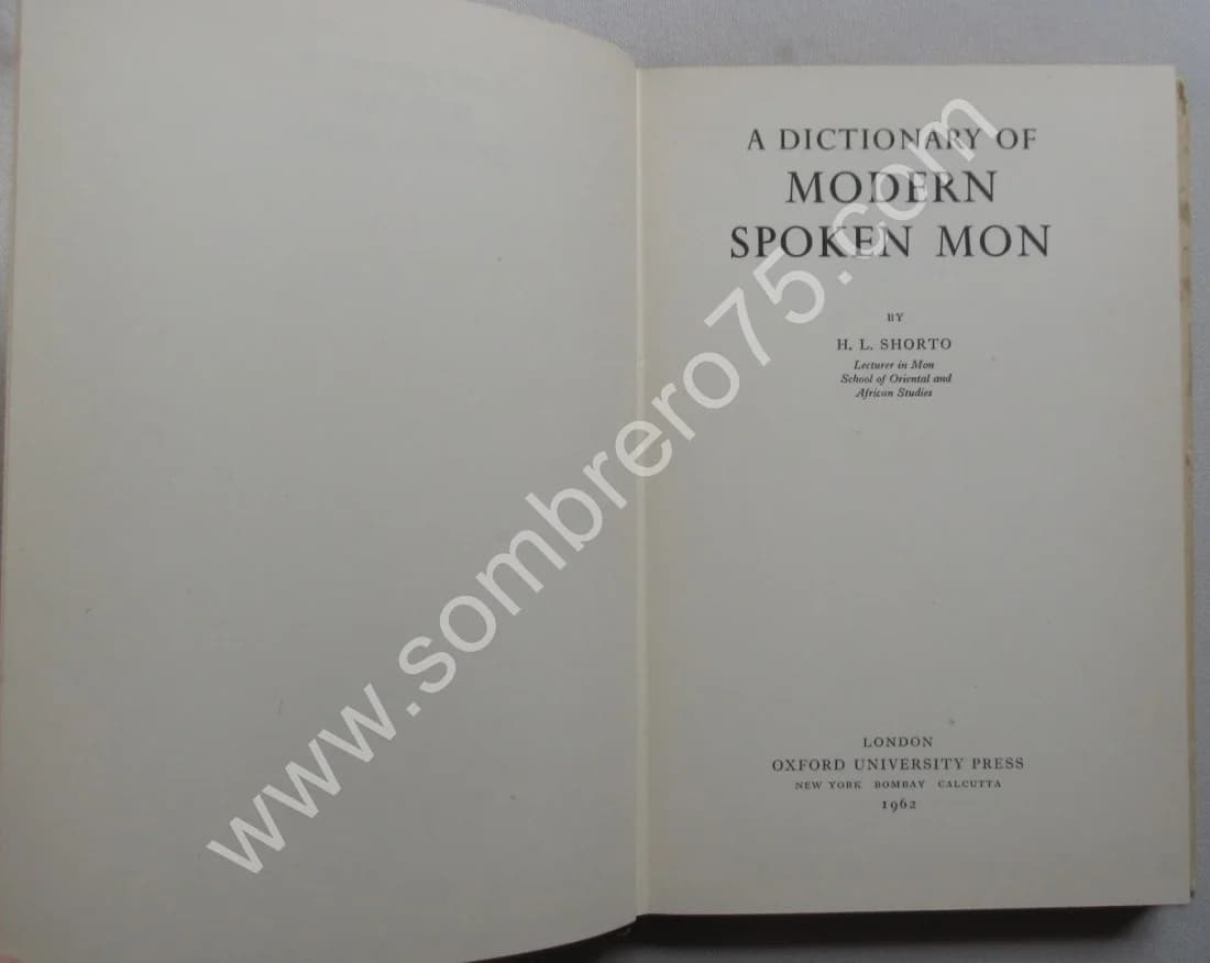 A Dictionary of Modern Mon - H. L. SHORTO 1962 - Image 3