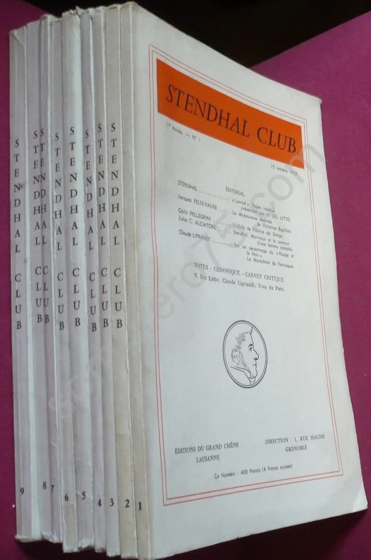 Stendhal Club - Lot de 9 Numéros du 1er au 9e inclus
