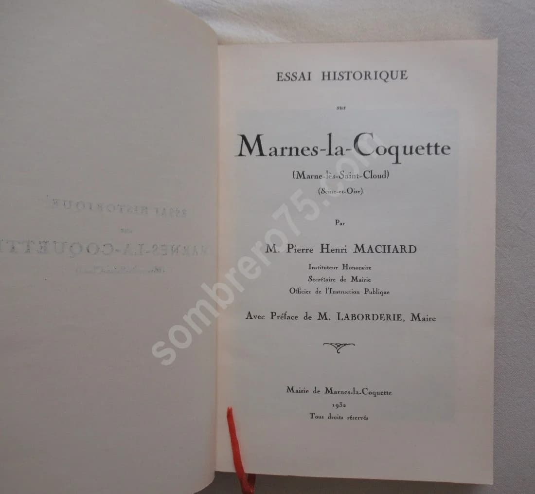 Essai Historique sur Marnes la Coquette. P.H. MACHARD - Image 3