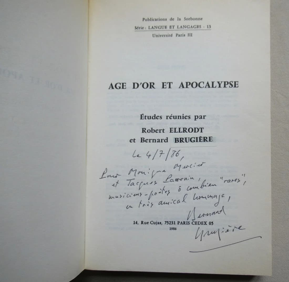Age d'or et Apocalypse. Etudes réunies par R. ELLRODT et B BRUGIERE - Image 3
