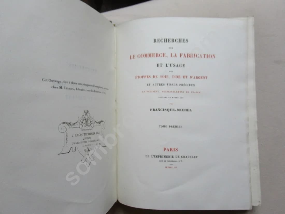 Recherches sur le commerce, la fabrication et l'usage des étoffes de soie, or et argent. 2 Vol. Fr MICHEL - Image 5