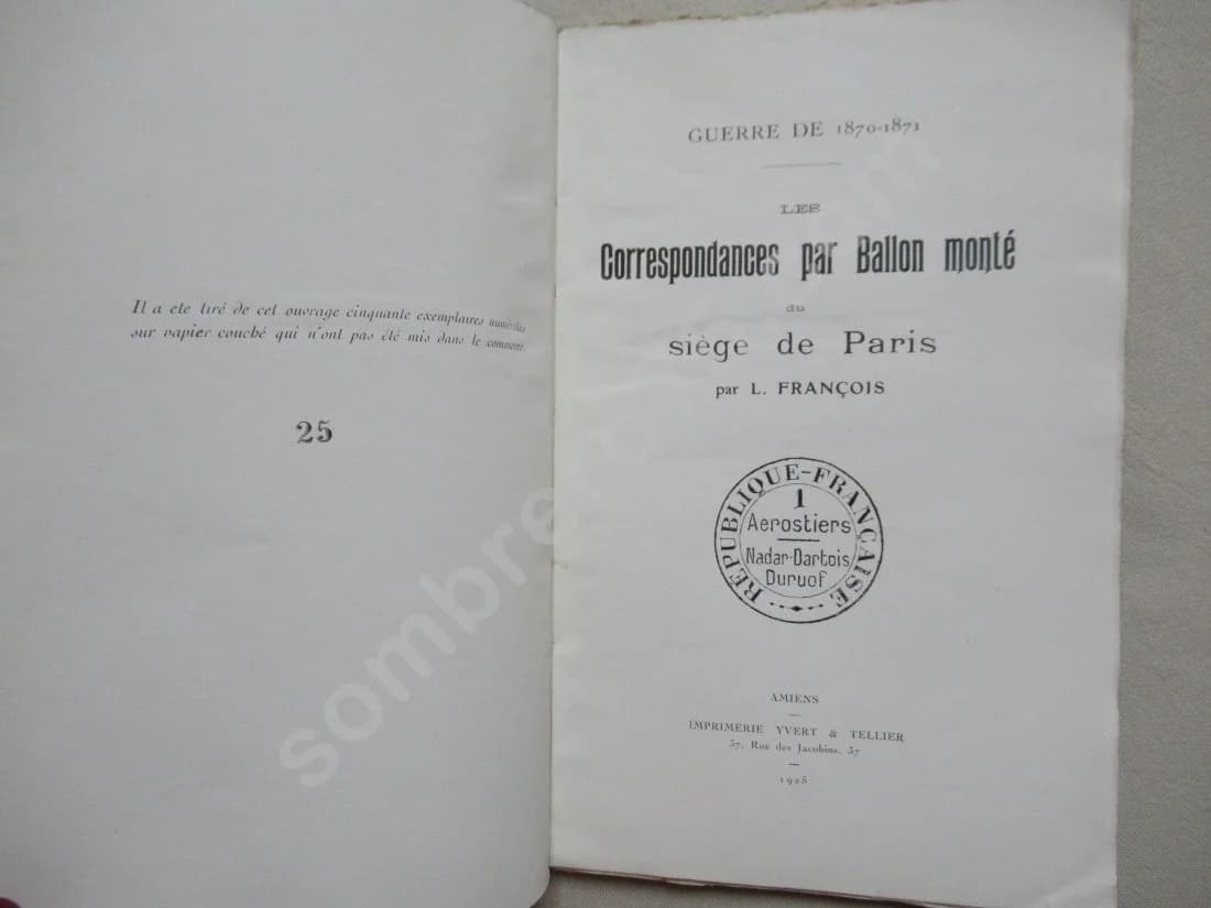 Les Correspondances par Ballon monté du Siège de Paris. L FRANCOIS - Image 3