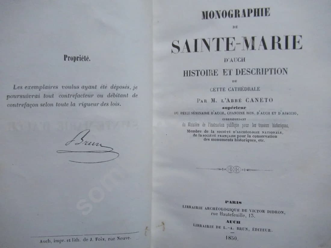 Monographie de Sainte Marie d'Auch. 1850 - Image 2