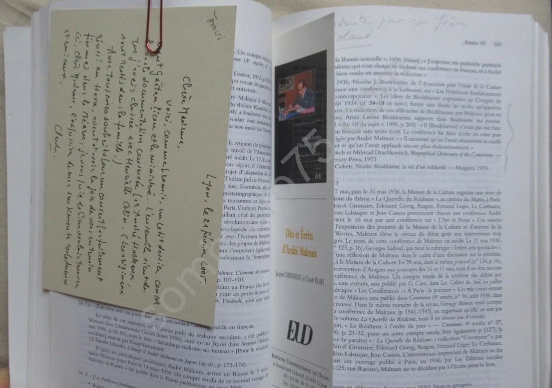 Dits et Ecrits d'André MALRAUX. J CHANUSSOT. Envoi - Image 4