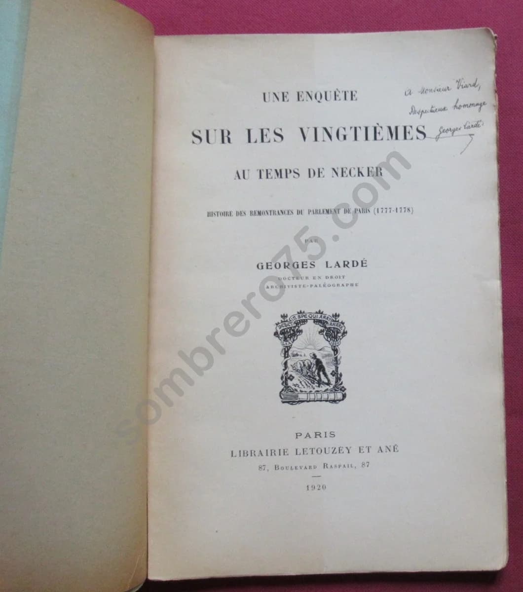Une Enquête sur les Vingtièmes au temps de Necker. G. LARDE - Image 3
