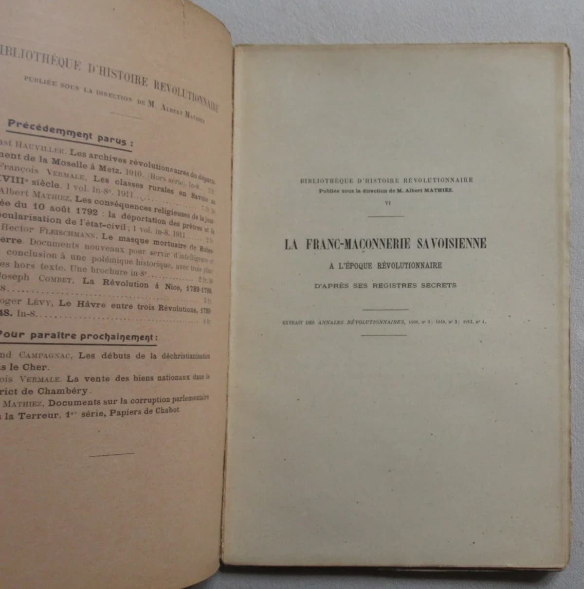 La Franc Maçonnerie Savoisienne à l'époque Révolutionnaire. 1912 - Image 3