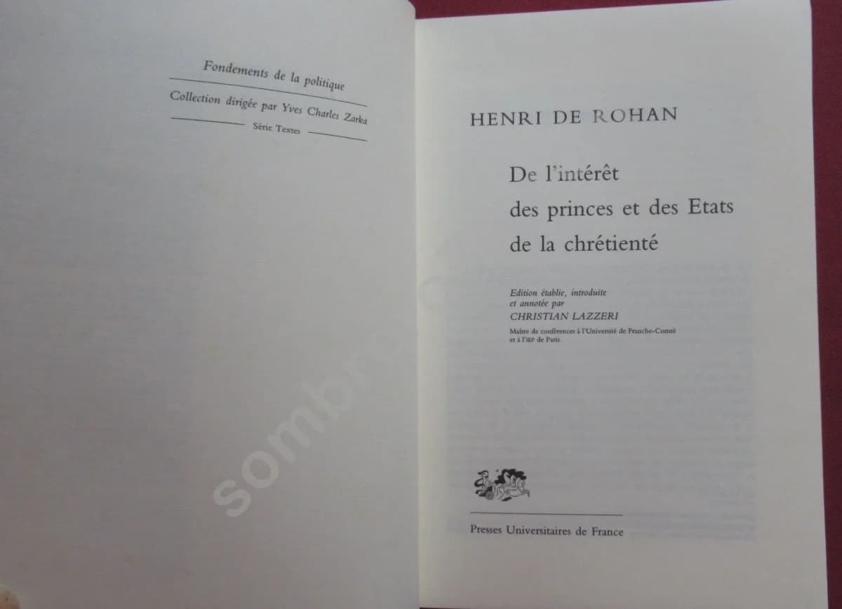 De l'Intérêt des Princes et des Etats de la Chrétienté. Henri de Rohan - Image 3
