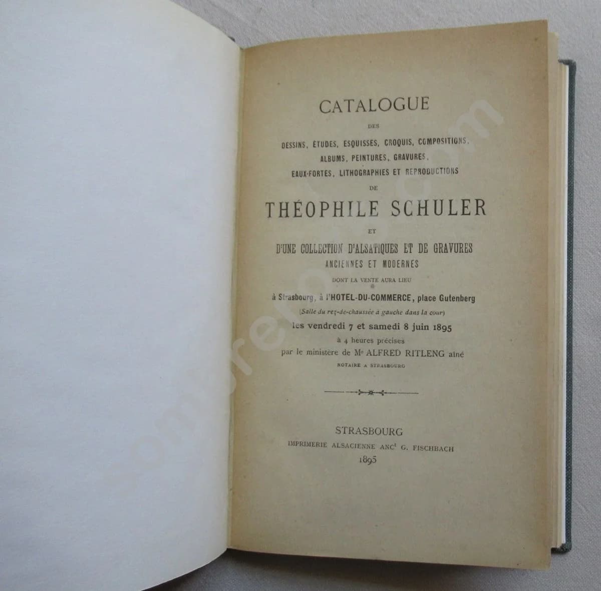 Catalogue des Dessins, Esquisses, Croquis.....Théophile SCHULER 1895 - Image 3