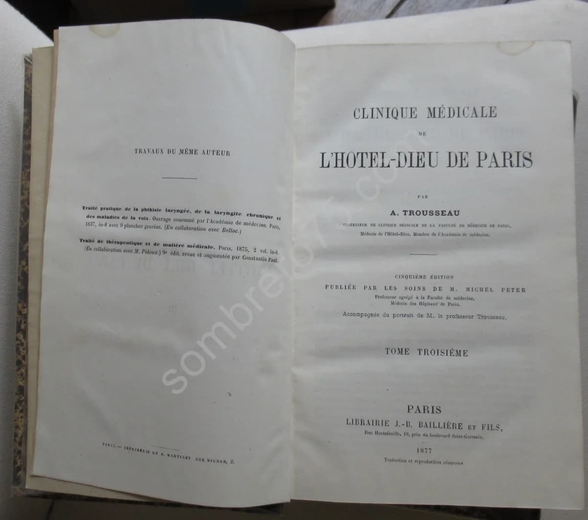 Clinique Médicale de l'Hôtel Dieu de Paris. 3 vol - Image 5