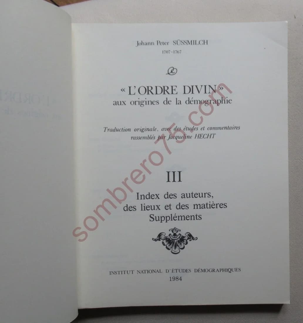 L'Ordre Divin aux Origines de la démographie. 3 vol - Image 9