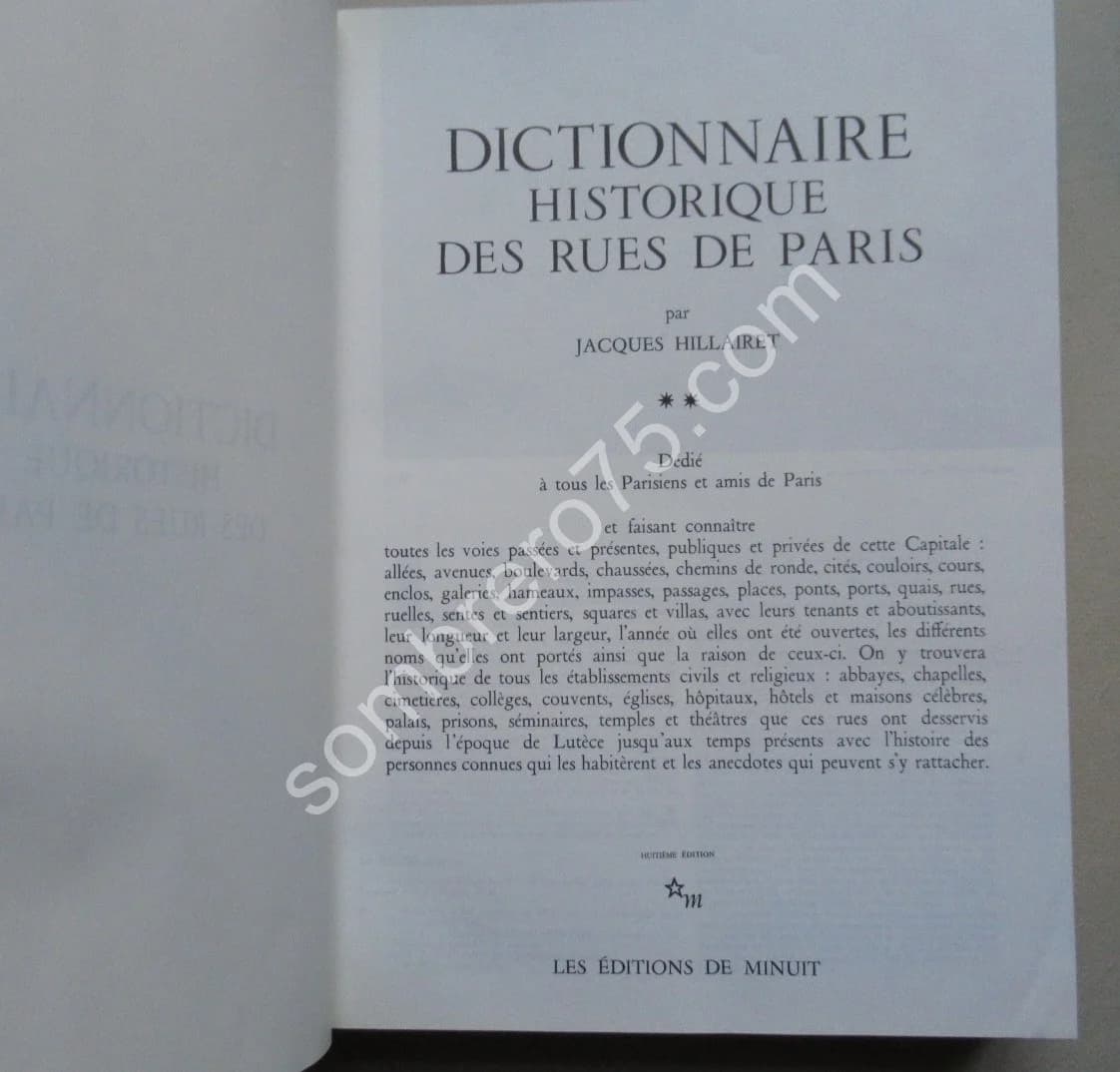 Dictionnaire Historique des Rues de Paris. J HILLAIRET - 2 Tomes - Image 4