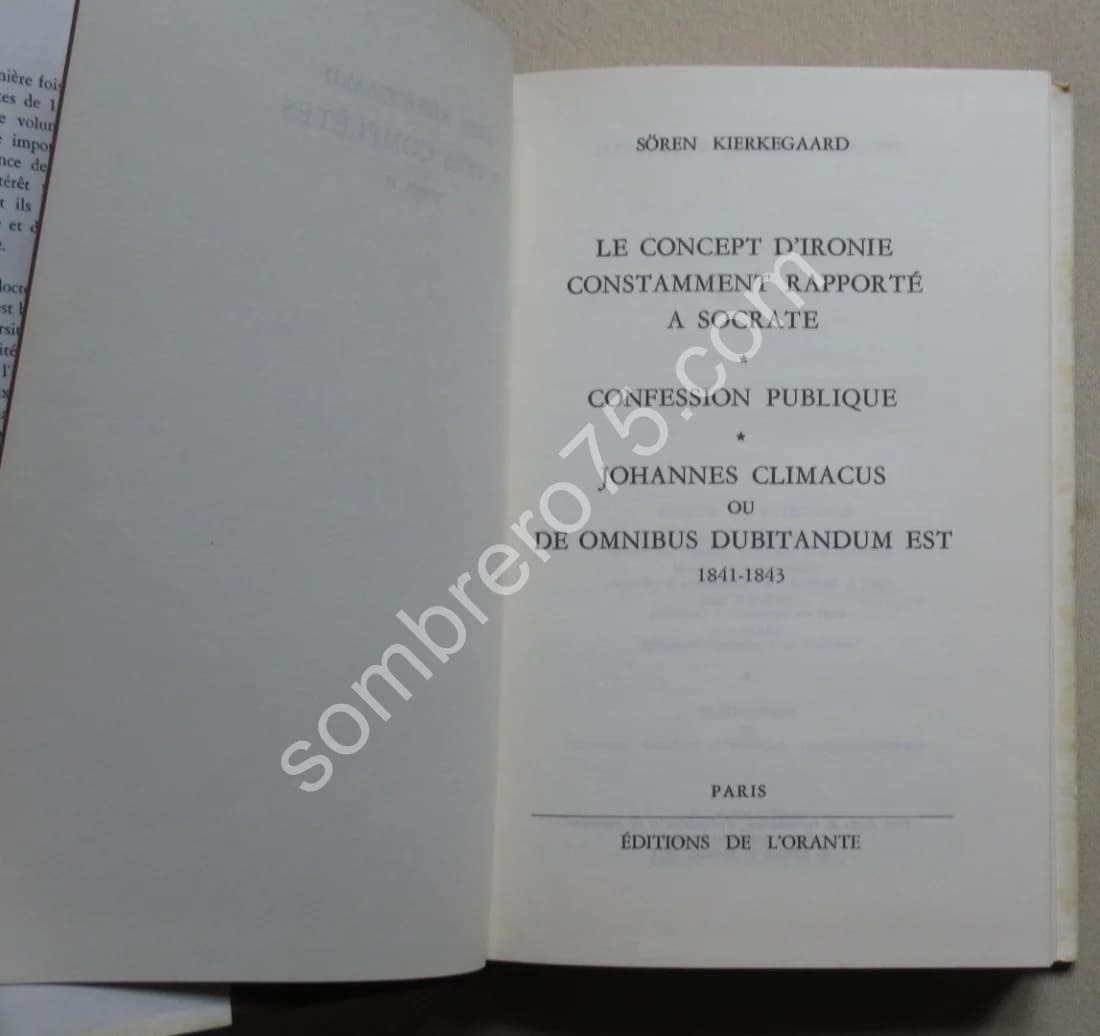 Oeuvres Complètes de. Tome 2. Le Concept d'Ironie - Image 3