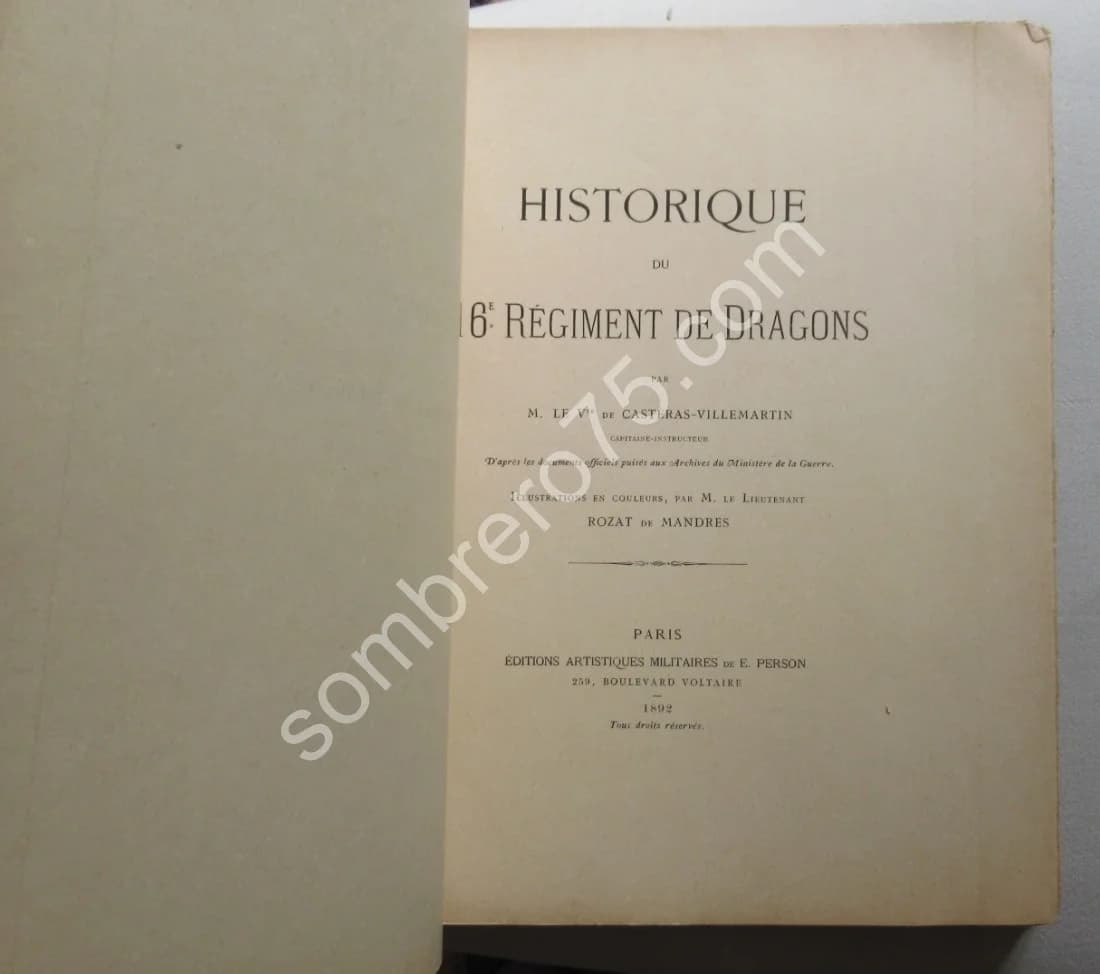 Historique du 16e Régiment de Dragons 1718-1891. Vte de Castéras Villemartin - Image 4