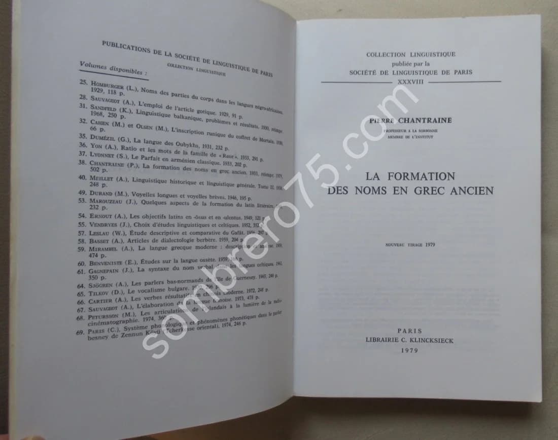 La Formation des Noms Anciens en Grec Ancien. P. CHANTRAINE - Image 3