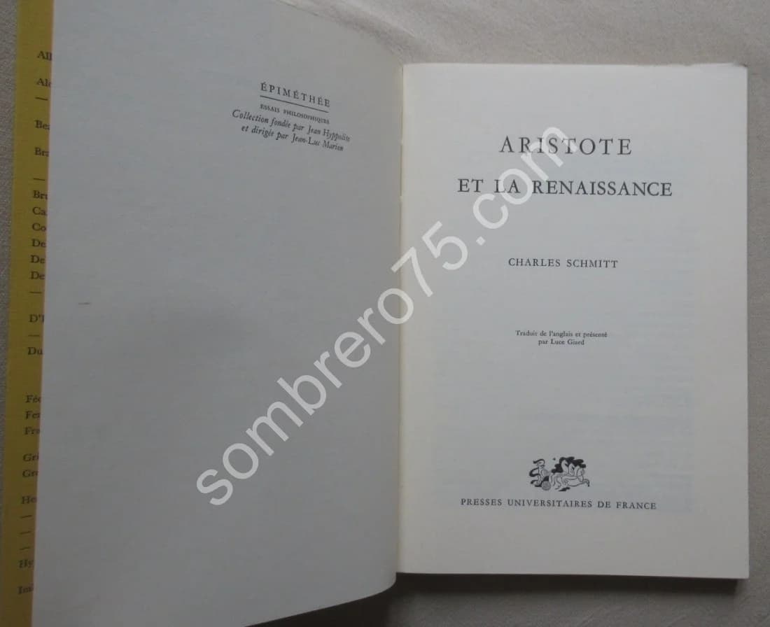 Aristote et la Renaissance. Charles B SCHMITT - Image 3