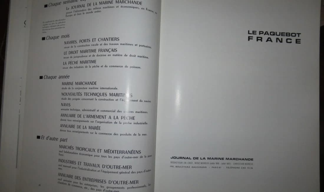 Le Paquebot France. Journal de la Marine Marchande. 1962 - Image 3