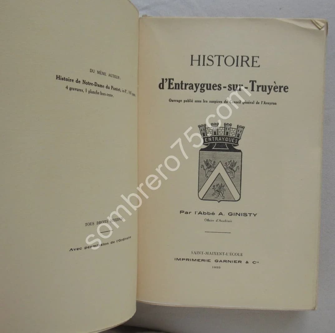 Histoire d'Entraygues sur Truyère. Abbé A. GINISTY - Image 3