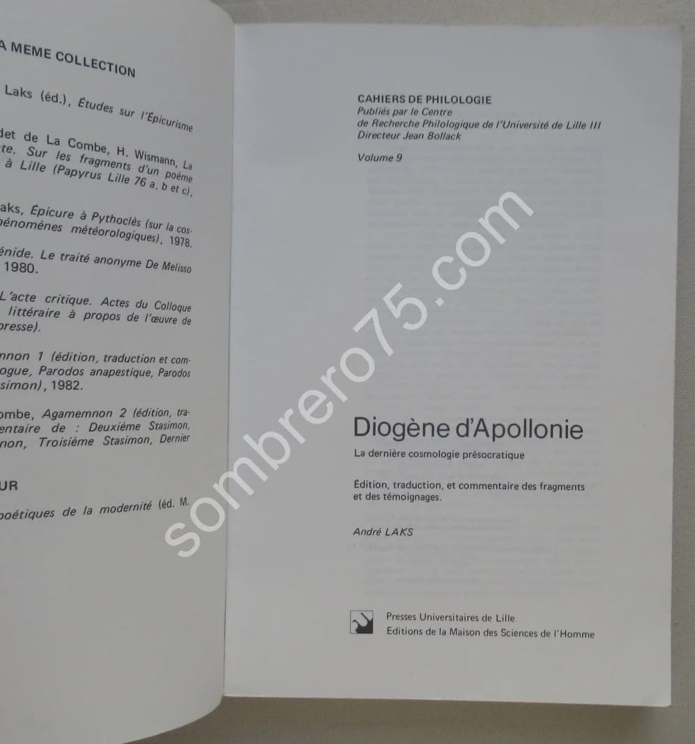 Diogène d'Apollonie.. Cahiers de Philologie - Image 3