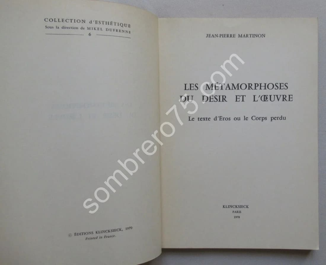 Les Métamorphoses du Désir et l'Oeuvre. J P MARTINON - Image 3