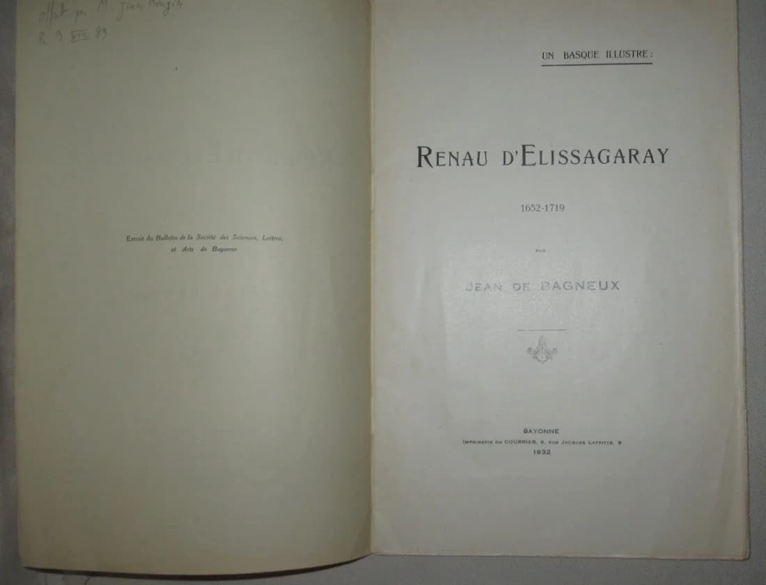 Un Basque Illustre : Renau d'Elissagaray 1652-1719. J de Bagneux - Image 3