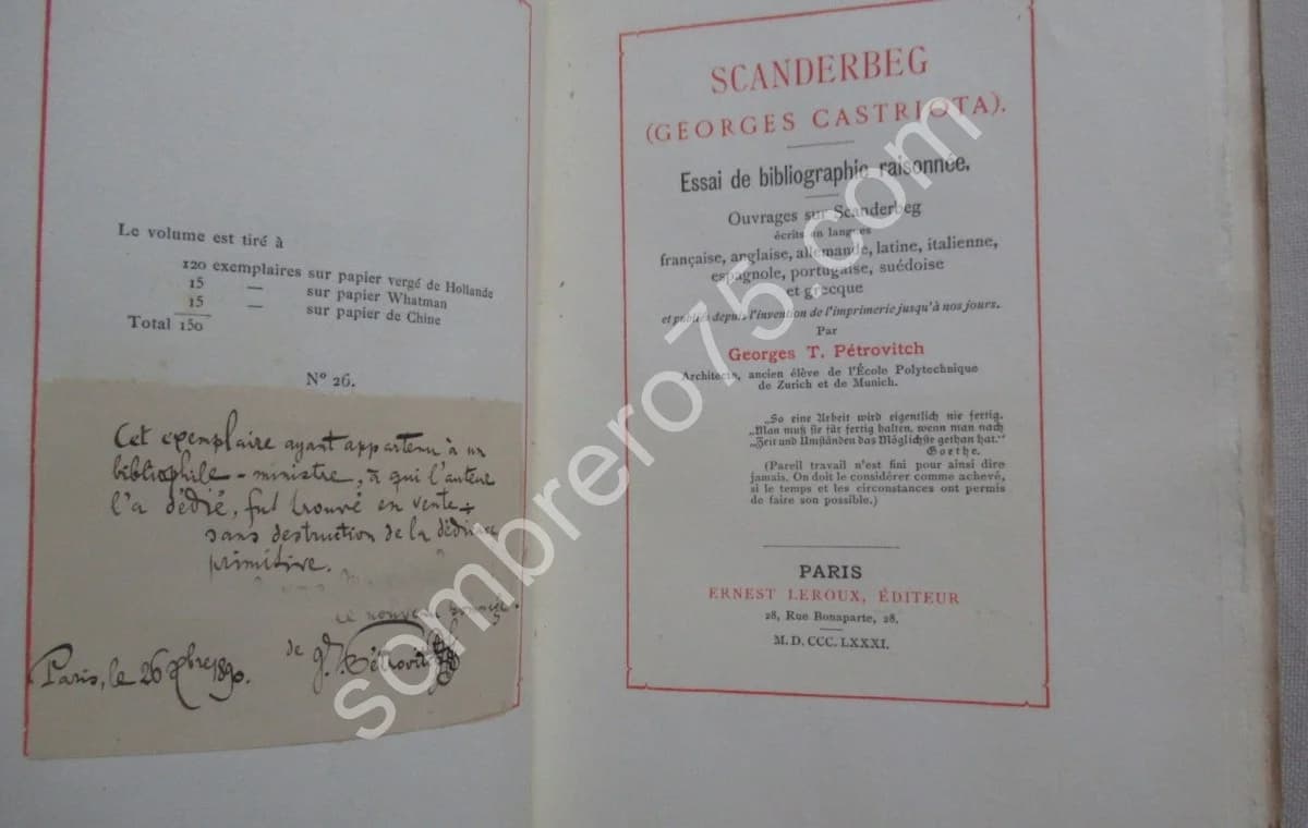 Scanderbeg (Georges Castriota). Essai de bibliographie raisonnée. E.O - Image 4