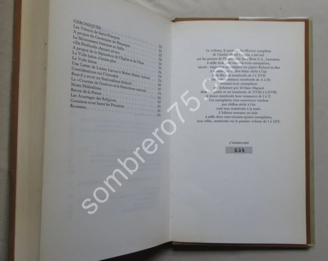 Oeuvres Complètes Charles Albert CINGRIA 10 Vol. Num - Image 4