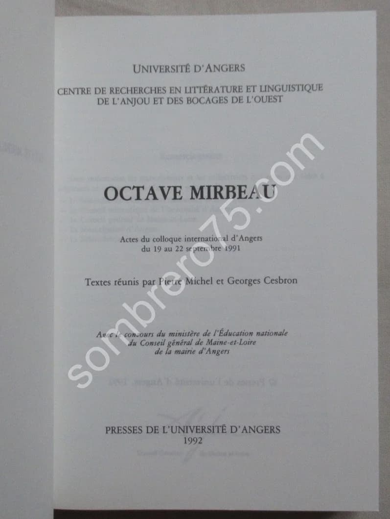 Octave Mirbeau. Colloque du 19 au 23 septembre 1991 - Image 3