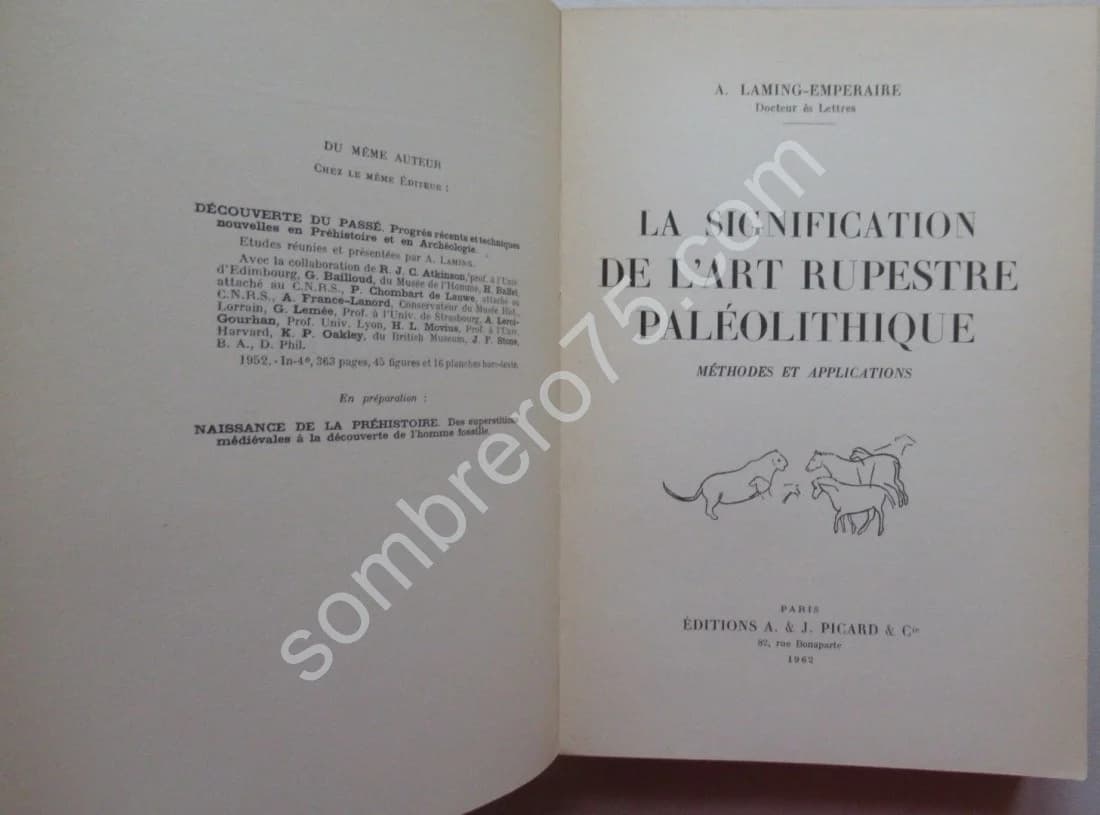 La Signification de l'Art Rupestre Paléolithique. Laming Emperaire - Image 3