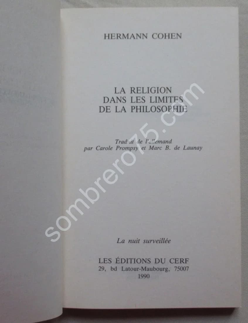 La Religion dans les Limites de la Philosophie. Hermann COHEN - Image 3
