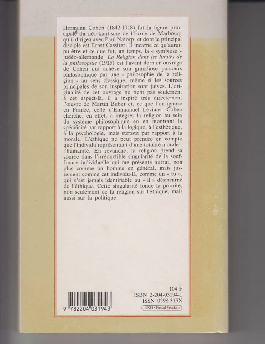 La Religion dans les Limites de la Philosophie. Hermann COHEN - Image 6